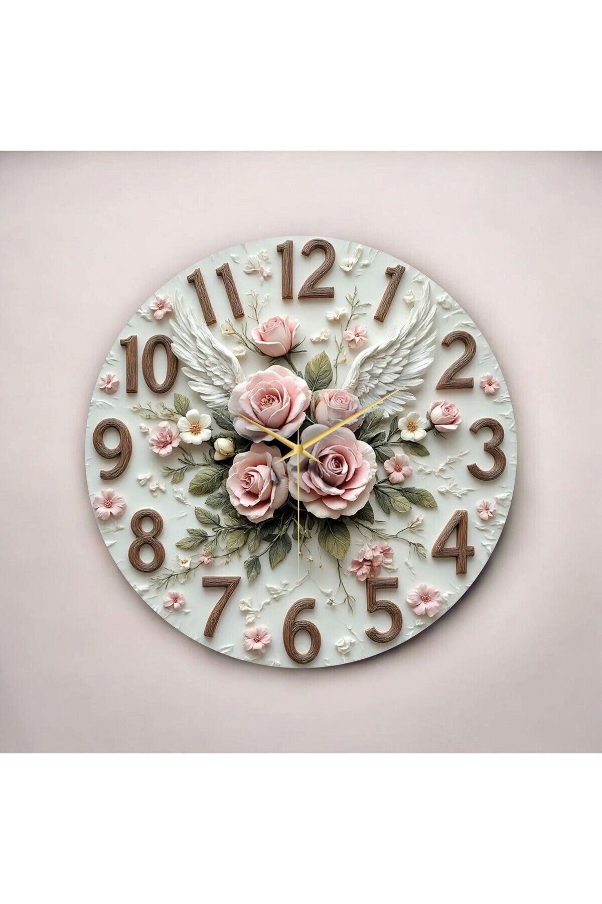 Renkli Baskı Desenli Sayılı Hediyelik Ahşap Sessiz Tablo Duvar Saati