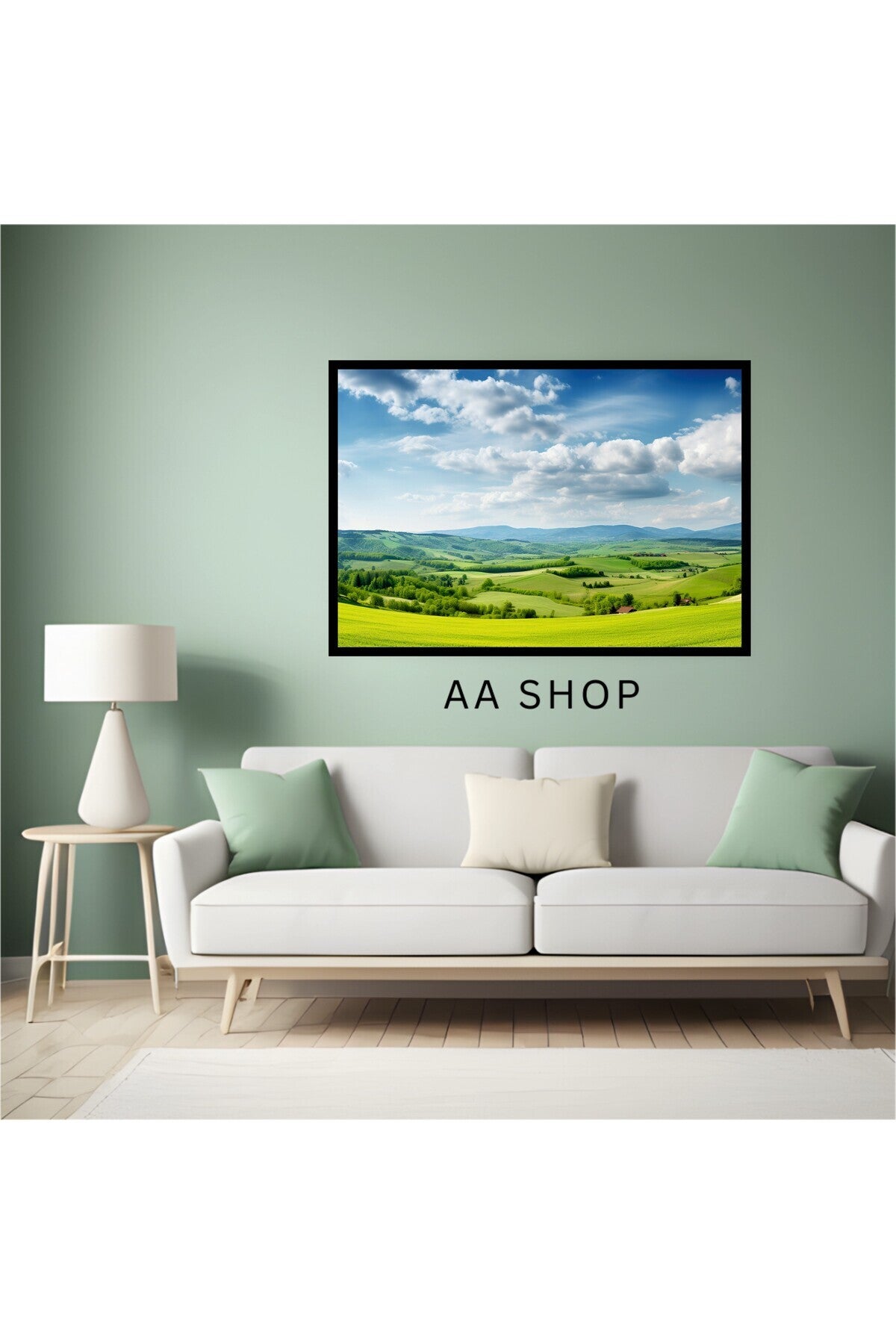 Doğa Manzara Büyük Boy Renkli Solmaz Kaliteli Baskı Çerçeve Görünümlü MDF Tablo 70x50cm 34