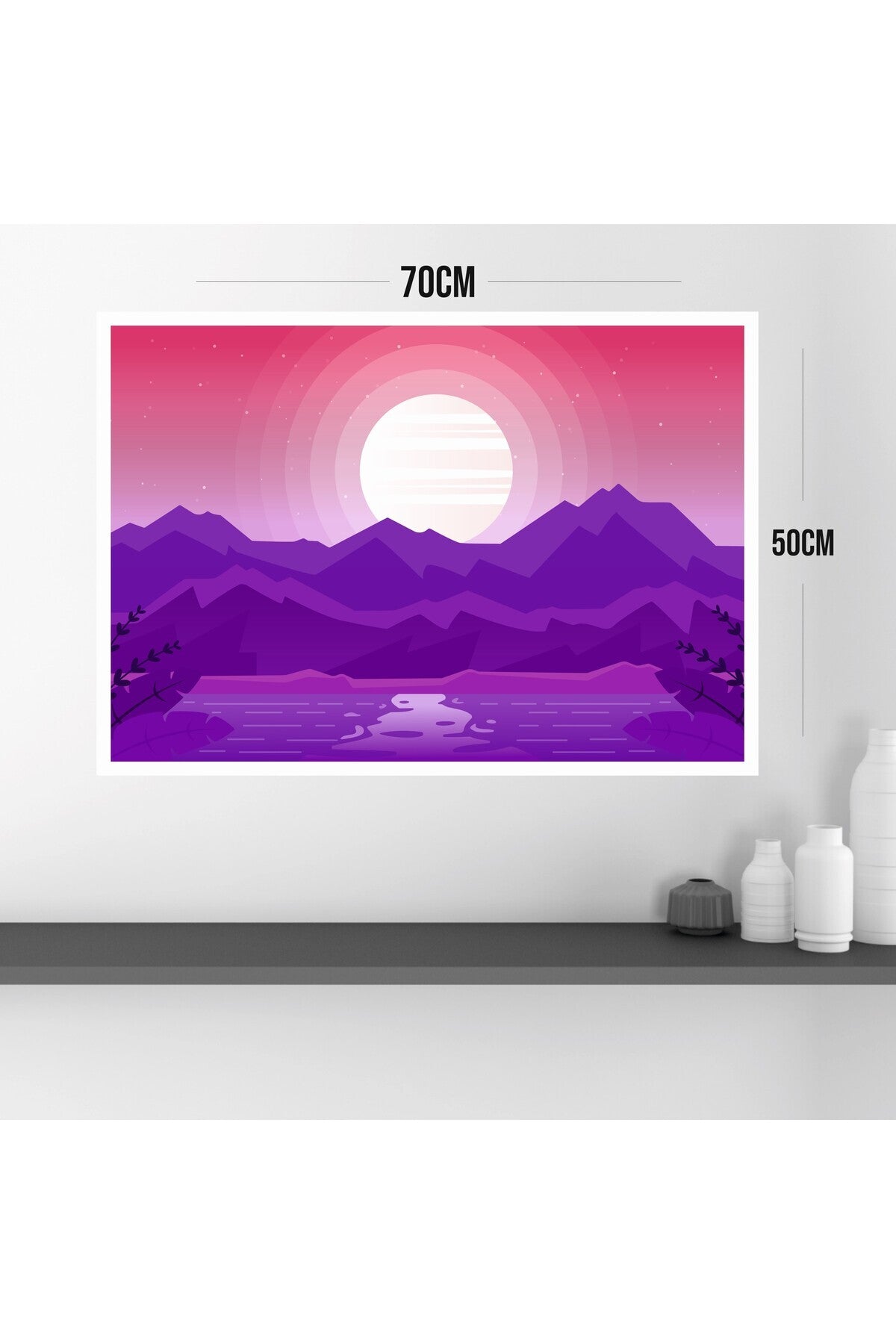 Doğa Manzara Büyük Boy Renkli Solmaz Kaliteli Baskı Çerçeve Görünümlü MDF Tablo 70x50cm 114