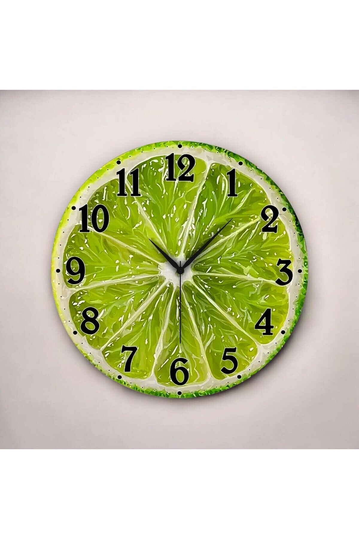 Renkli Baskı Limon Sebze Desenli Sayılı Hediyelik Ahşap Sessiz Tablo Duvar Saati
