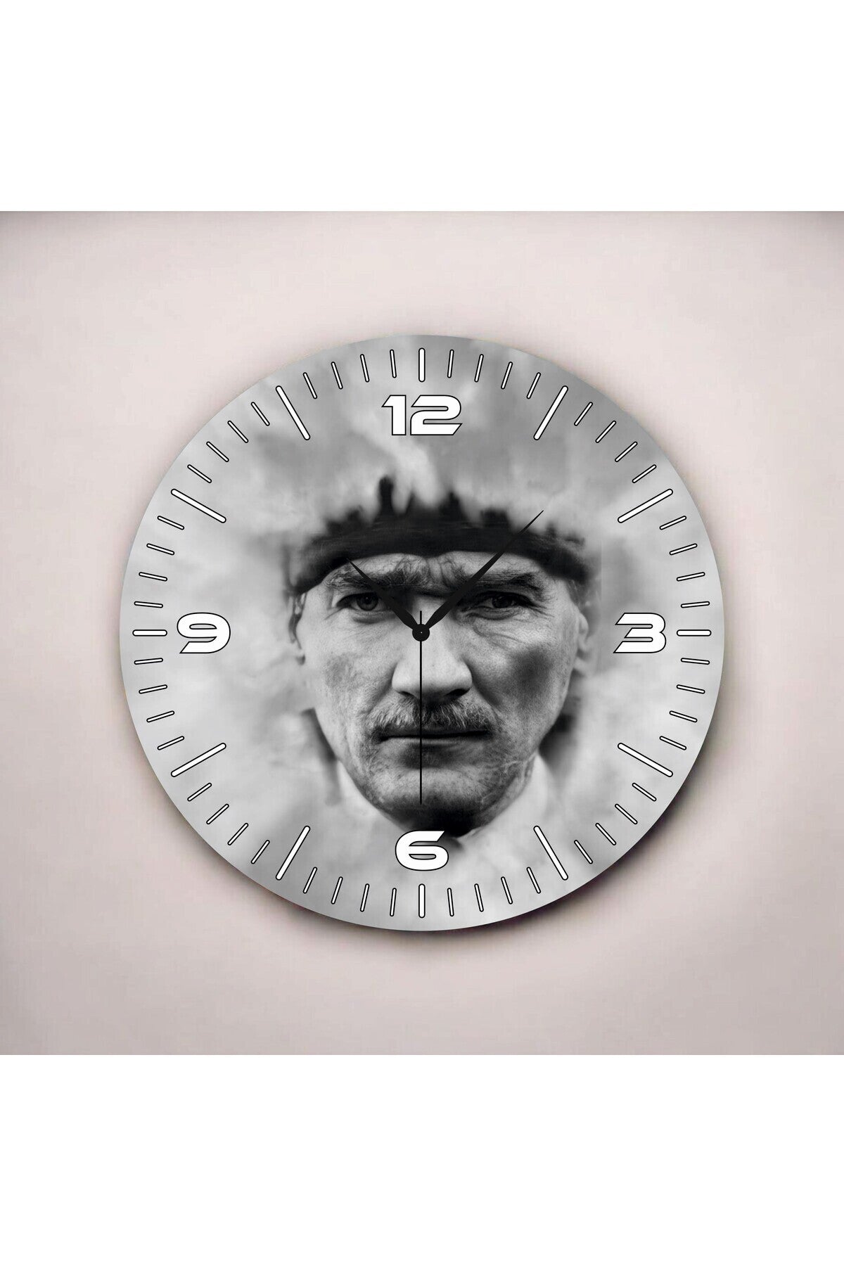 Renkli Baskı Atatürk Desenli Sayılı Hediyelik Ahşap Sessiz Tablo Duvar Saati