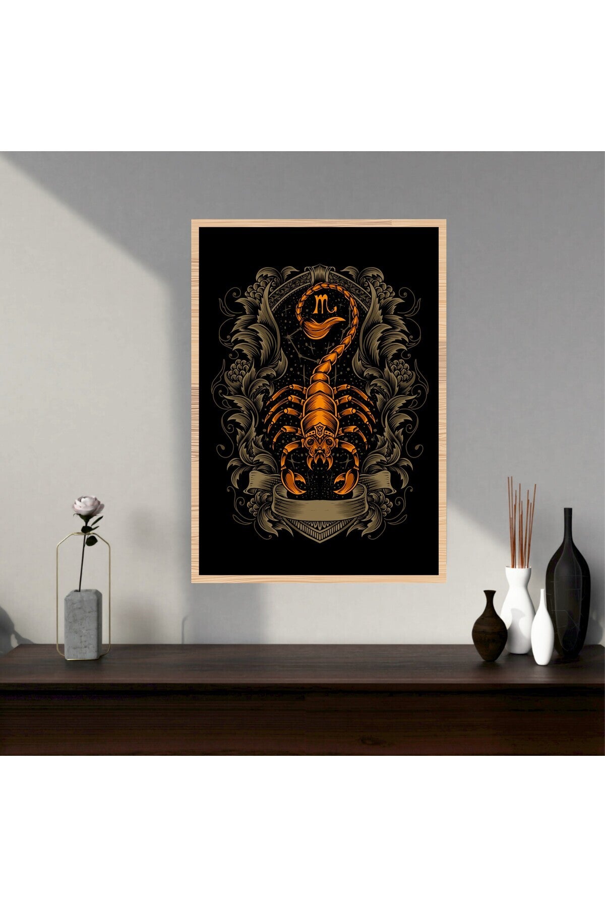 Akrep Hayvan Büyük Boy Renkli Solmaz Kaliteli Baskı Çerçeve Görünümlü MDF Tablo 70x50cm 239