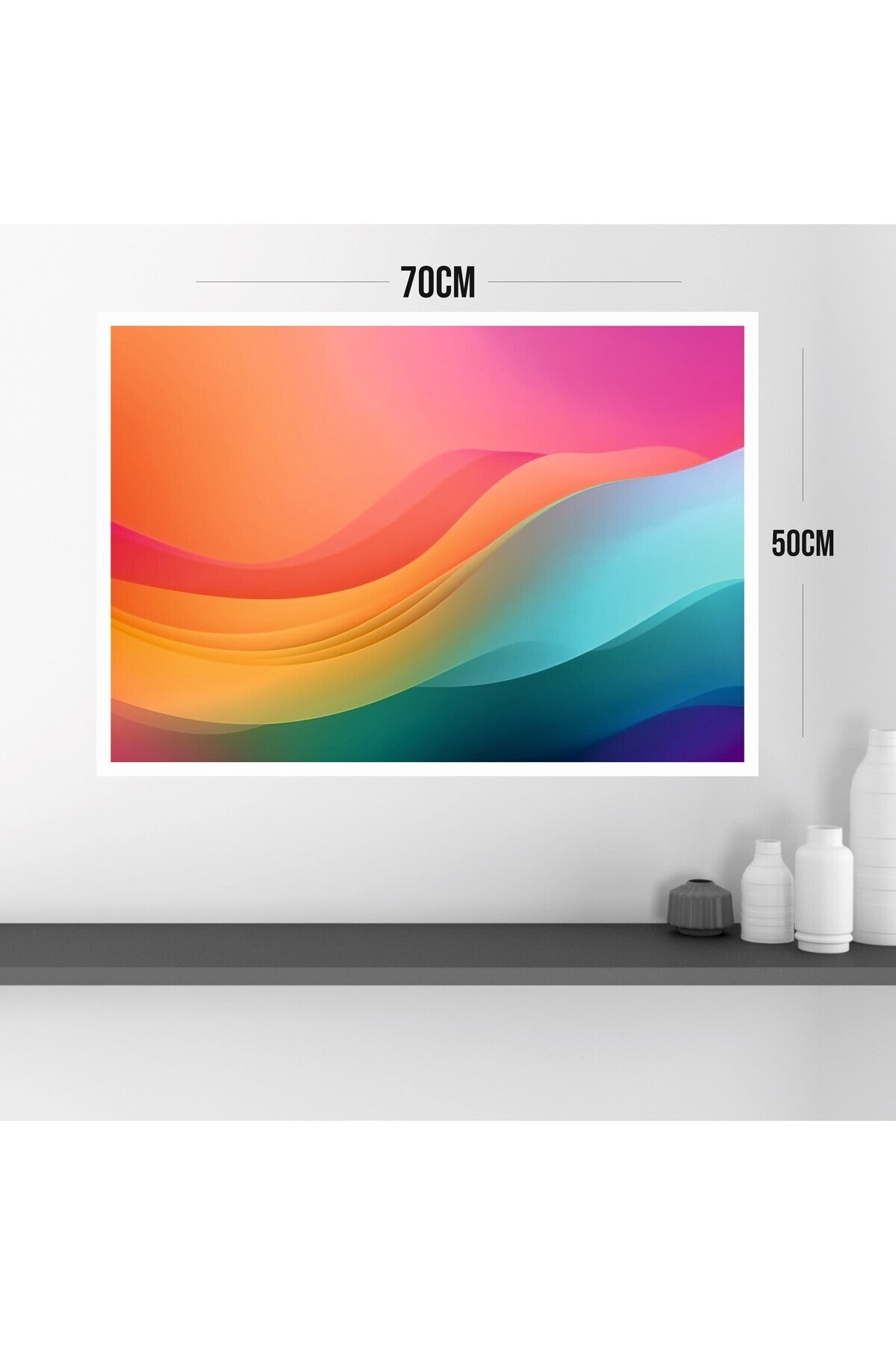 Büyük Boy Renkli Solmaz Kaliteli Baskı Çerçeve Görünümlü MDF Tablo 70x50cm 131