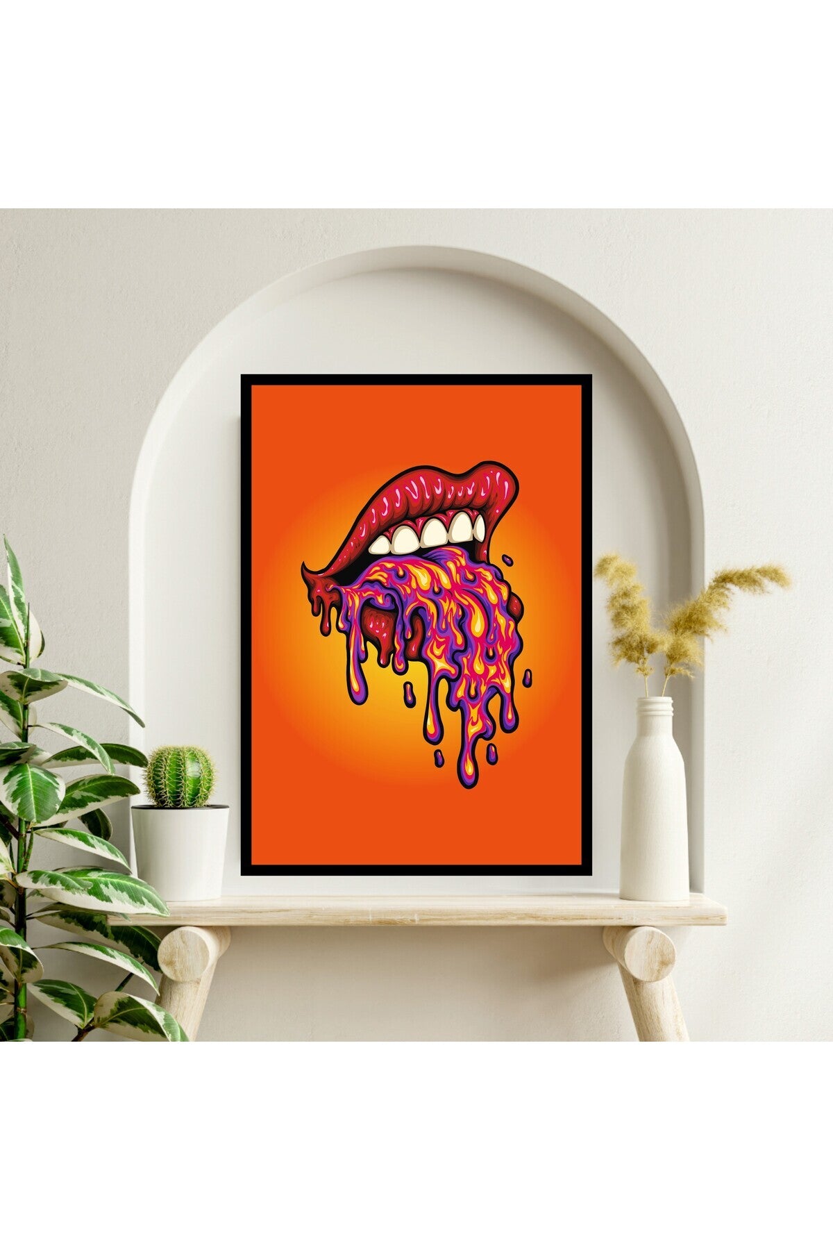 Büyük Boy Turuncu Renkli Solmaz Kaliteli Baskı Çerçeve Görünümlü MDF Tablo 70x50cm 258