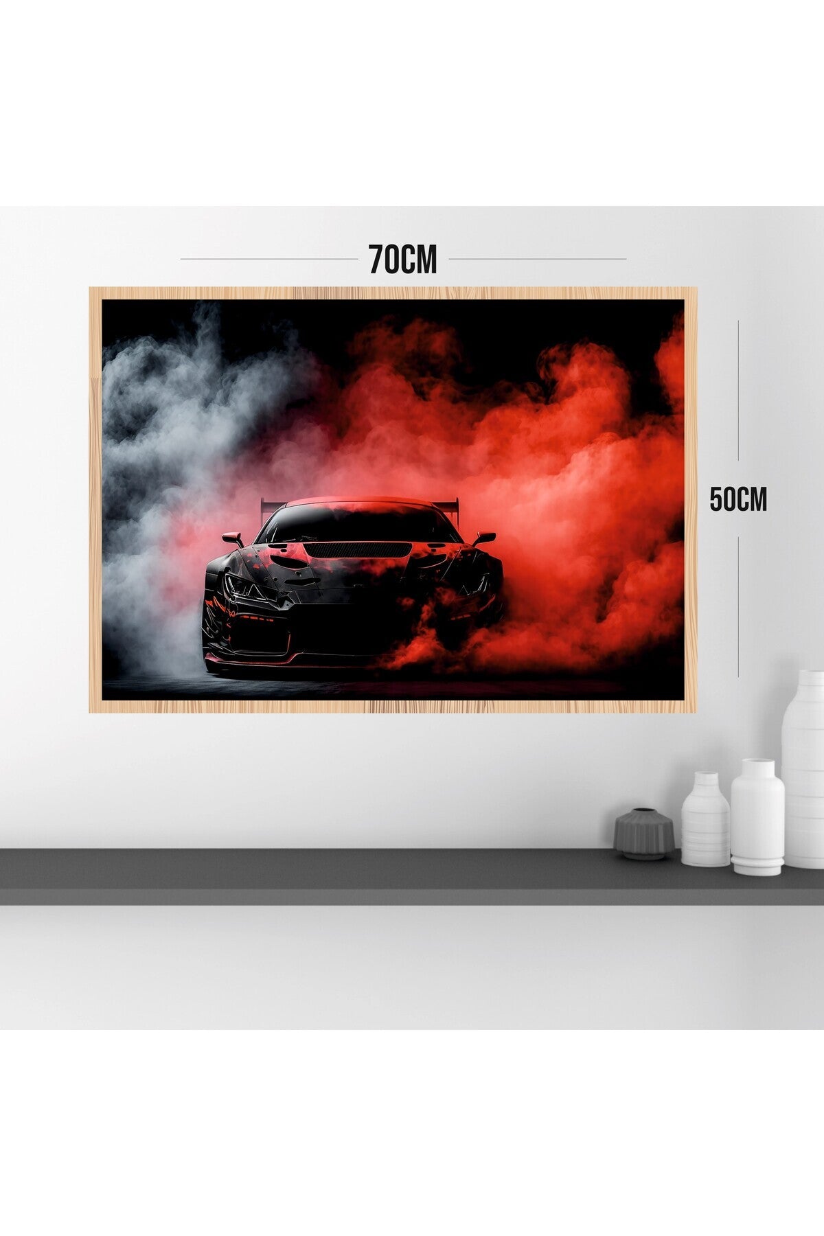 Araba Büyük Boy Renkli Solmaz Kaliteli Baskı Çerçeve Görünümlü MDF Tablo 70x50cm 150