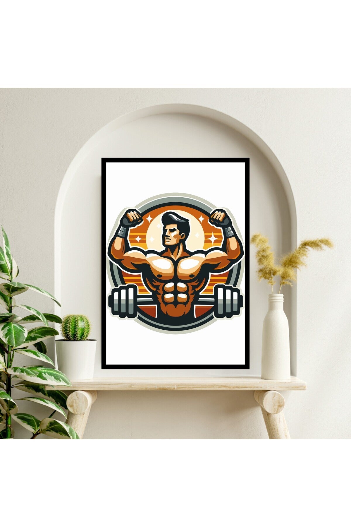Fitness Spor Büyük Boy Renkli Solmaz Kaliteli Baskı Çerçeve Görünümlü MDF Tablo 70x50cm 117