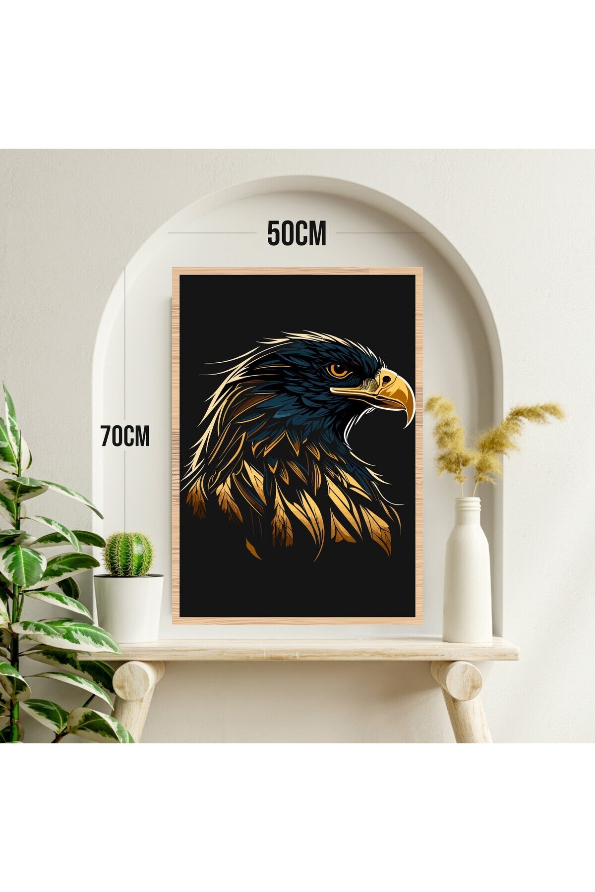 Kartal Hayvan Büyük Boy Renkli Solmaz Kaliteli Baskı Çerçeve Görünümlü MDF Tablo 70x50cm 183