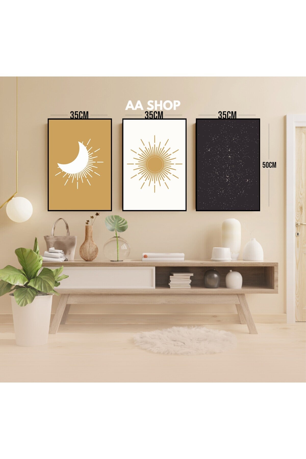 3 Parça Renkli Solmaz Kaliteli Baskı Çerçeve Görünümlü MDF Tablo Set 96