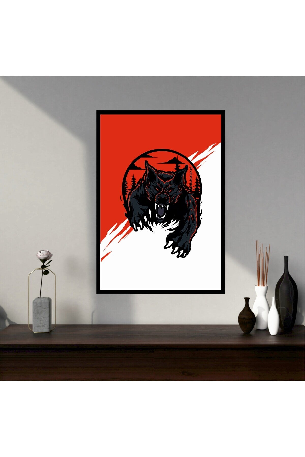 Ayı Hayvan Büyük Boy Renkli Solmaz Kaliteli Baskı Çerçeve Görünümlü MDF Tablo 70x50cm 267