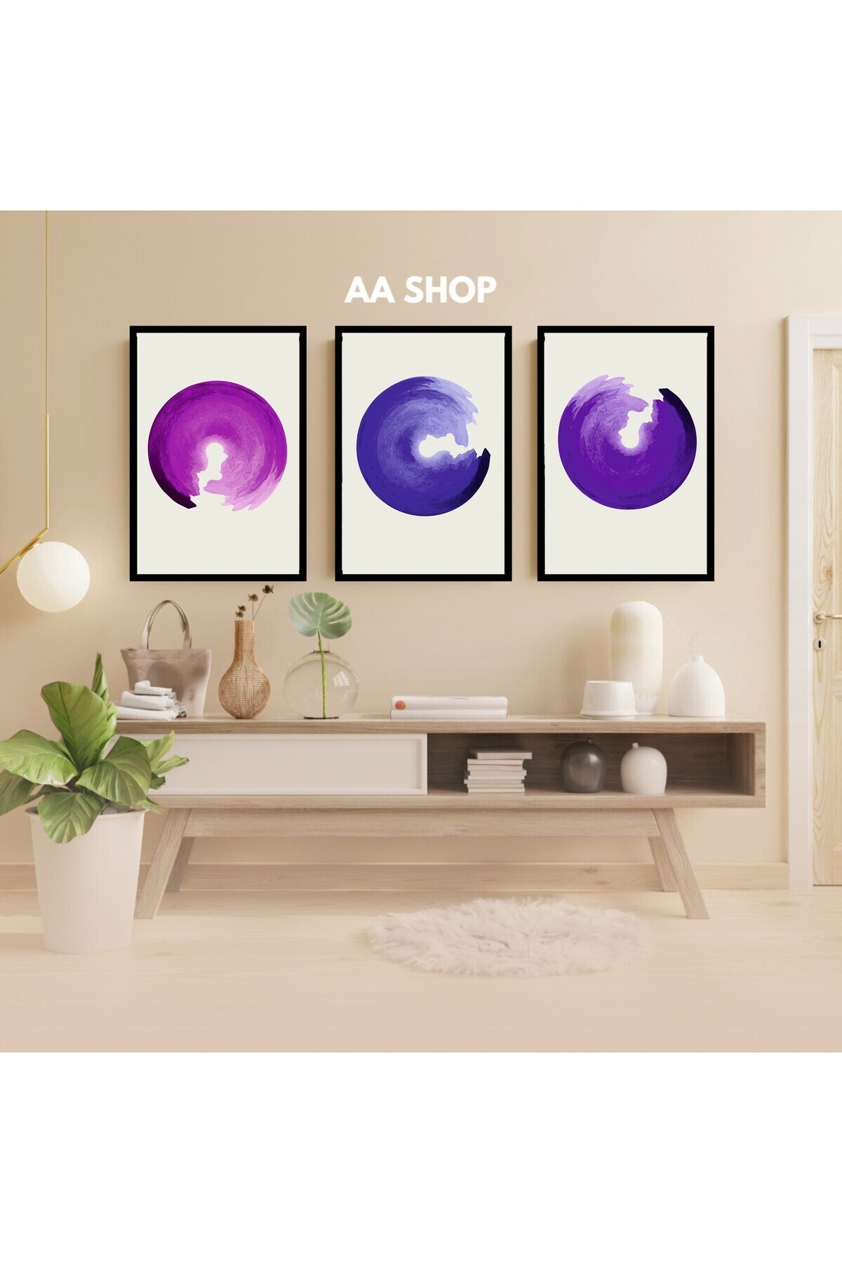 3 Parça Renkli Solmaz Kaliteli Baskı Çerçeve Görünümlü MDF Tablo Set 42