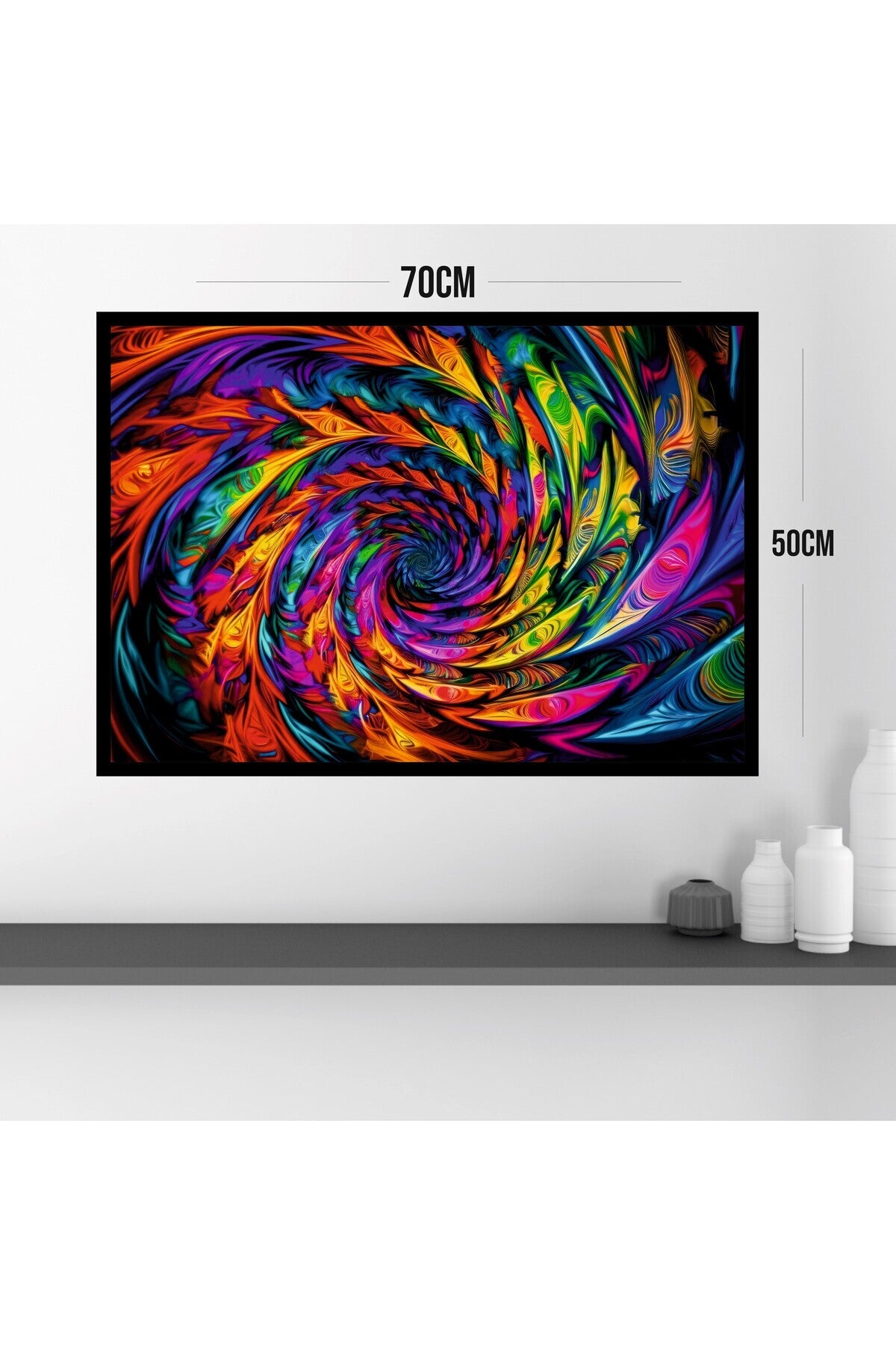 Büyük Boy Renkli Solmaz Kaliteli Baskı Çerçeve Görünümlü MDF Tablo 70x50cm 157