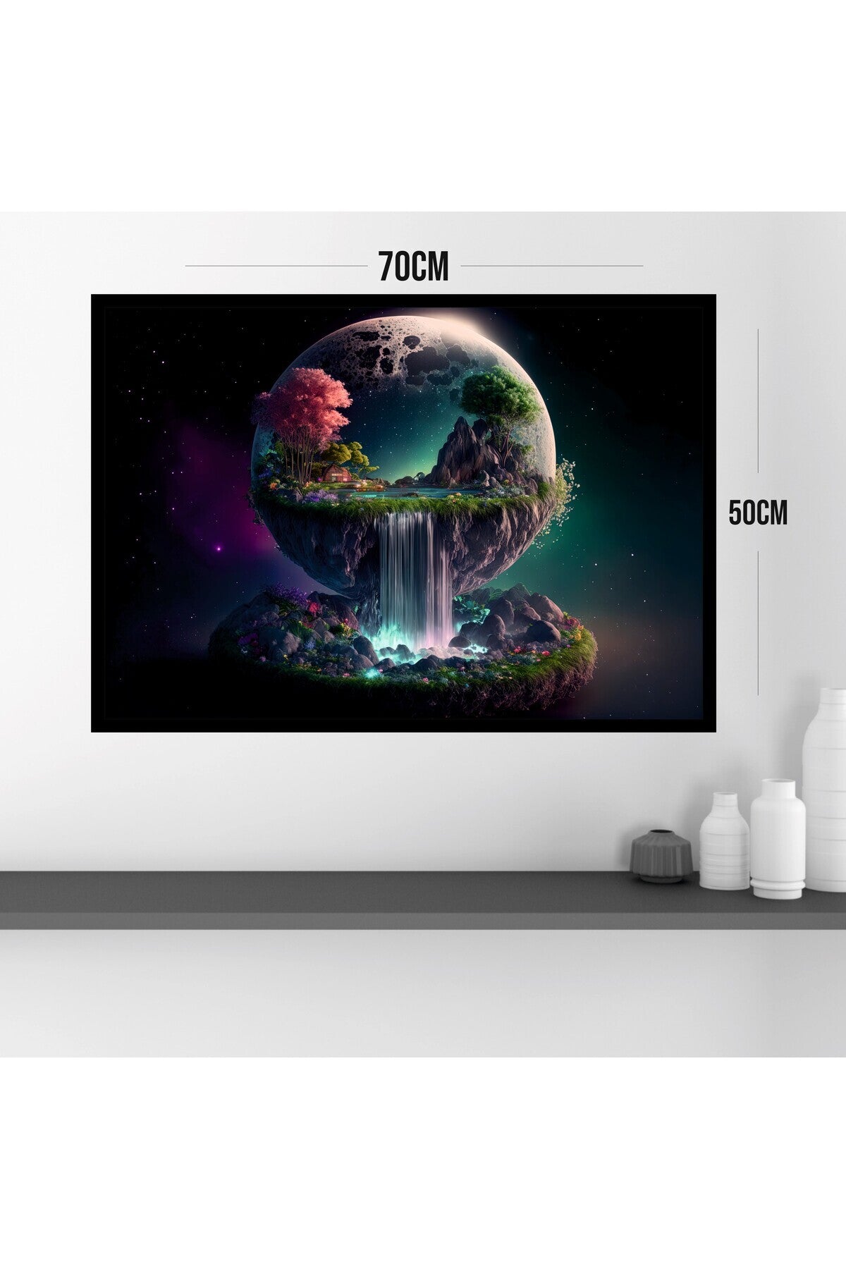 Doğa Manzara Büyük Boy Renkli Solmaz Kaliteli Baskı Çerçeve Görünümlü MDF Tablo 70x50cm 158