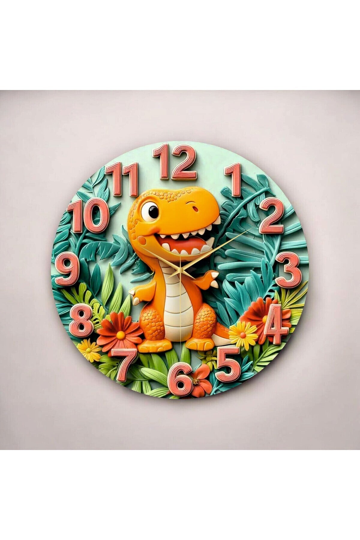 Çocuk Odası Hayvan Renkli Baskı Desenli Sayılı Hediyelik Ahşap Sessiz Tablo Duvar Saati
