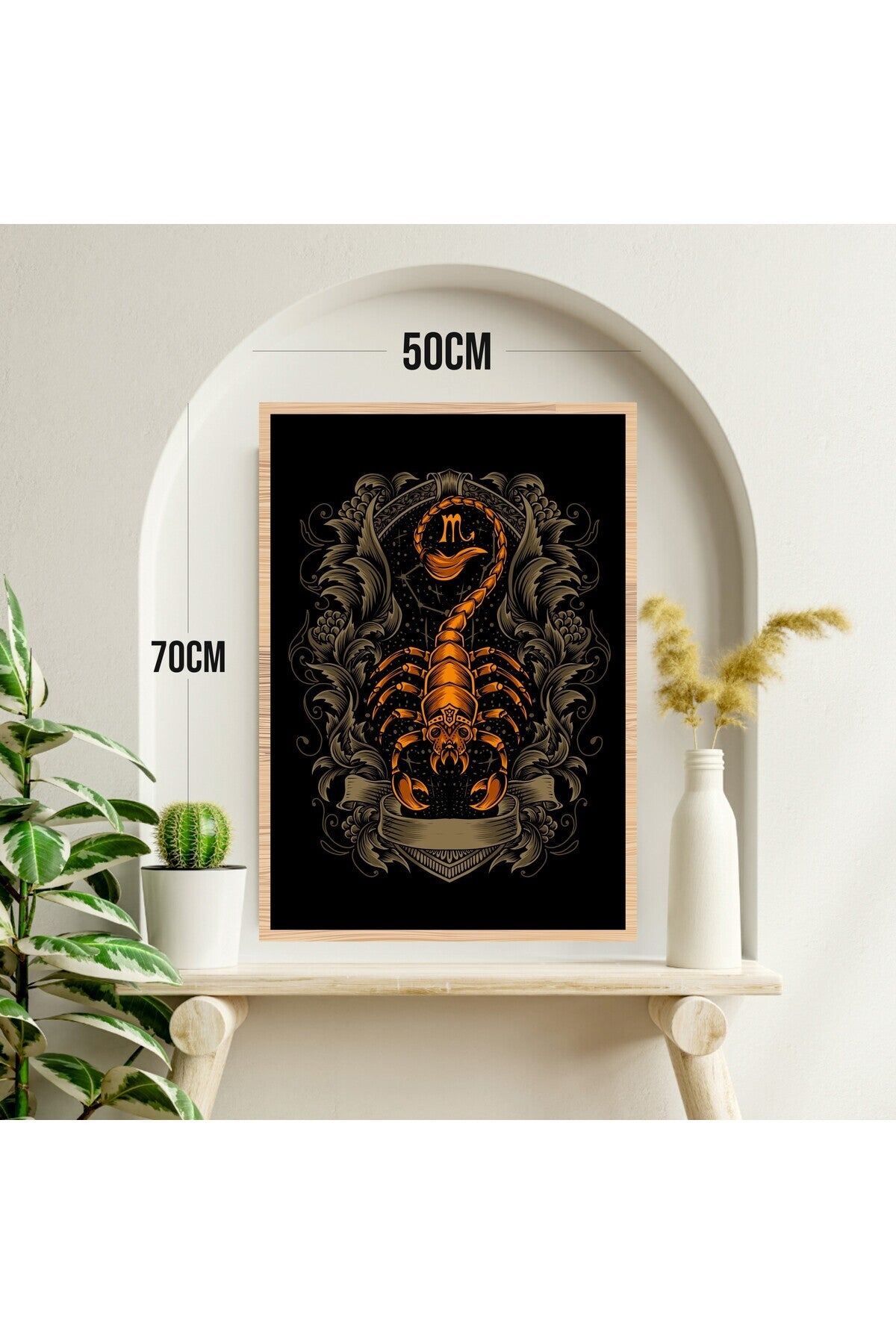 Akrep Hayvan Büyük Boy Renkli Solmaz Kaliteli Baskı Çerçeve Görünümlü MDF Tablo 70x50cm 239