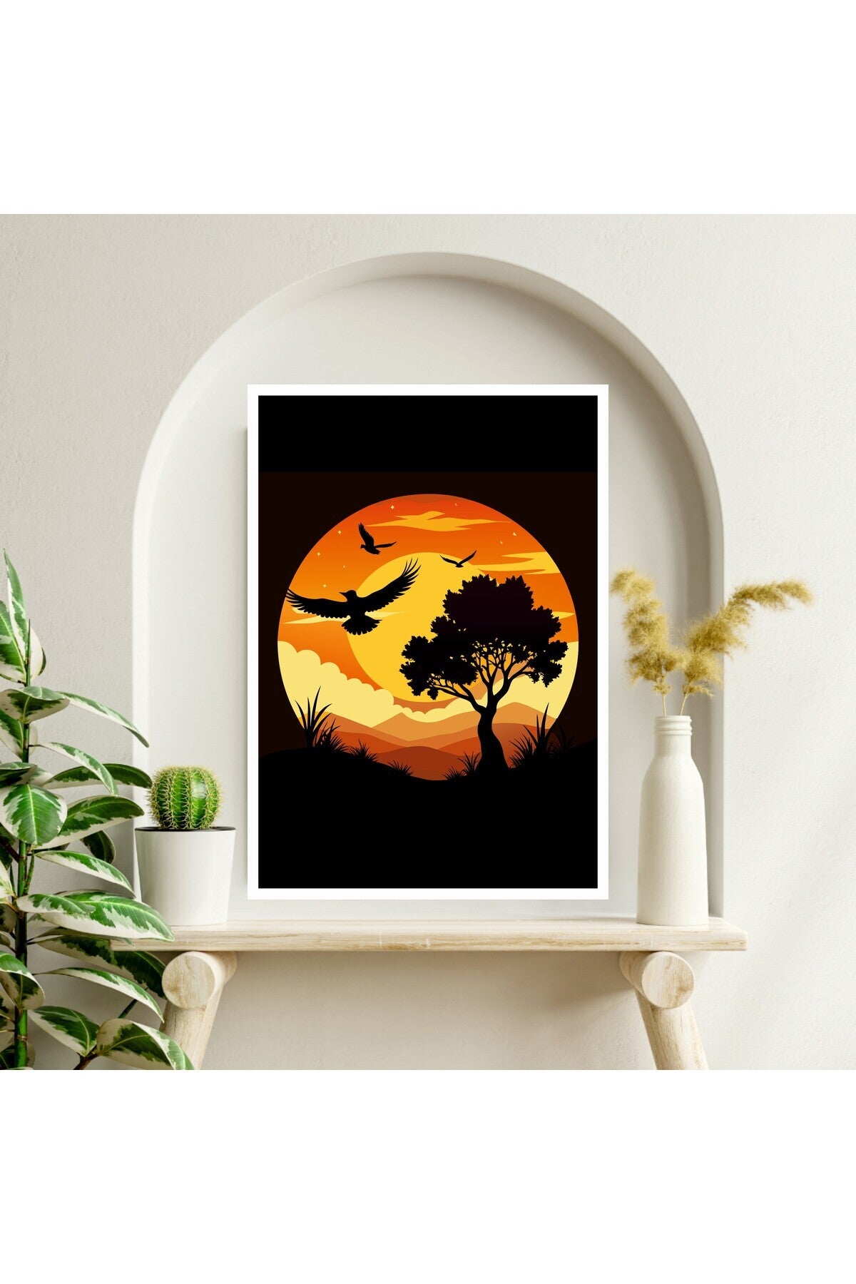 Doğa Manzara Büyük Boy Renkli Solmaz Kaliteli Baskı Çerçeve Görünümlü MDF Tablo 70x50cm 27