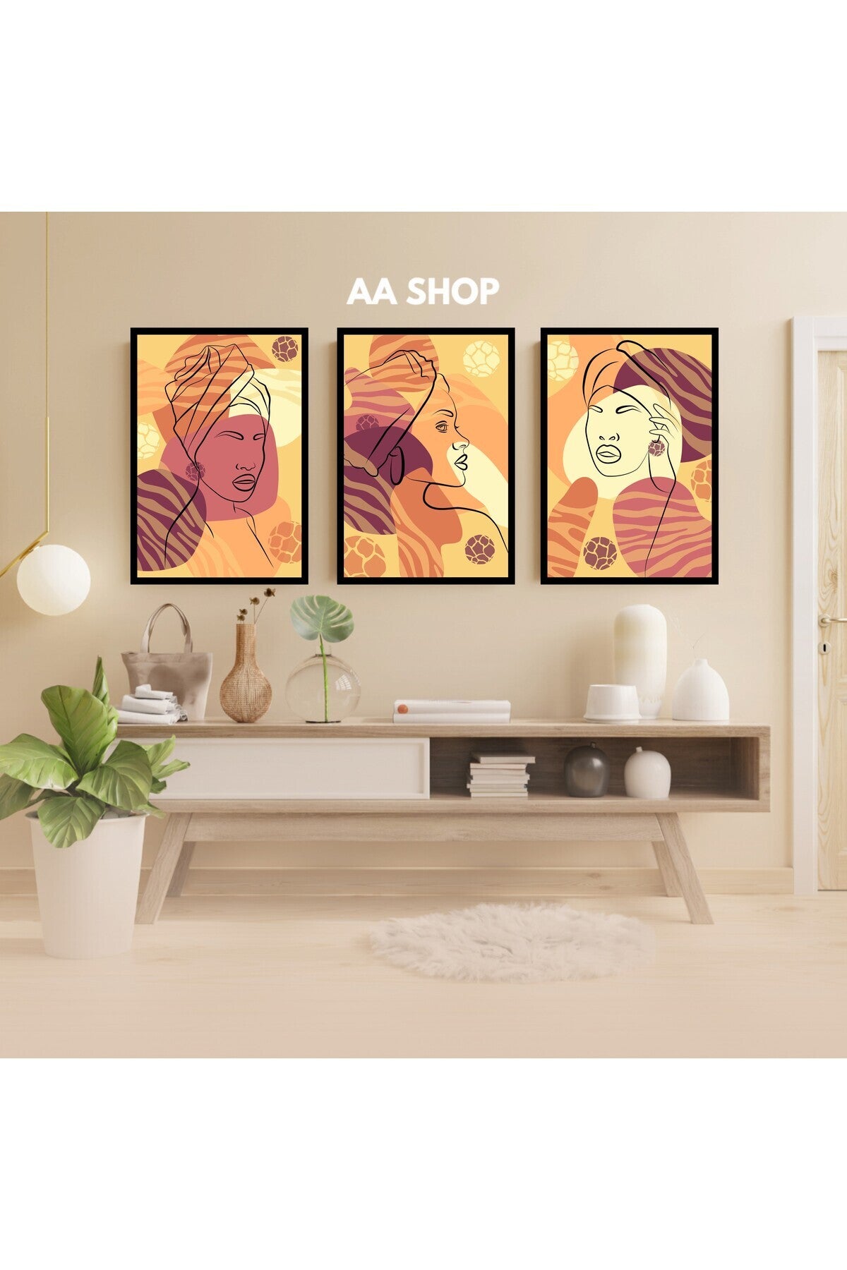 3 Parça Çiçek Yaprak Renkli Solmaz Kaliteli Baskı Çerçeve Görünümlü MDF Tablo Set 47