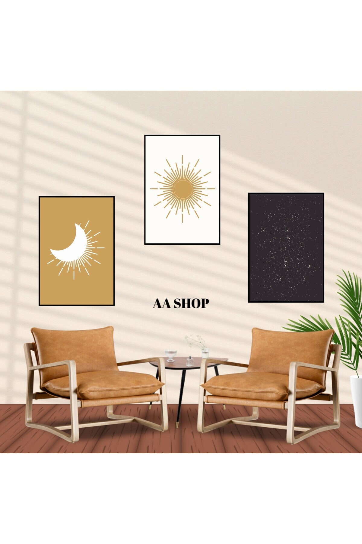 3 Parça Renkli Solmaz Kaliteli Baskı Çerçeve Görünümlü MDF Tablo Set 96