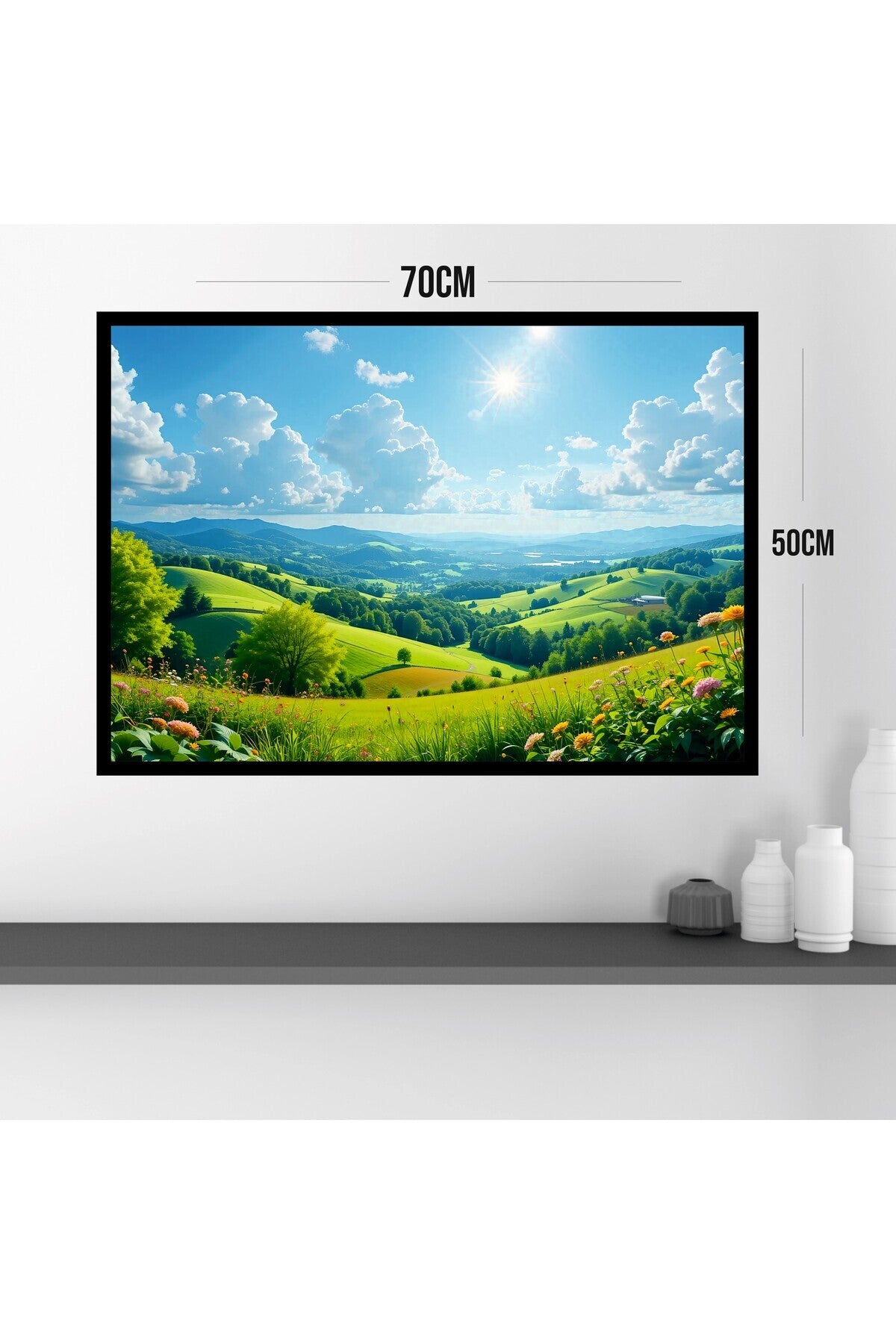 Doğa Manzara Büyük Boy Renkli Solmaz Kaliteli Baskı Çerçeve Görünümlü MDF Tablo 70x50cm 25