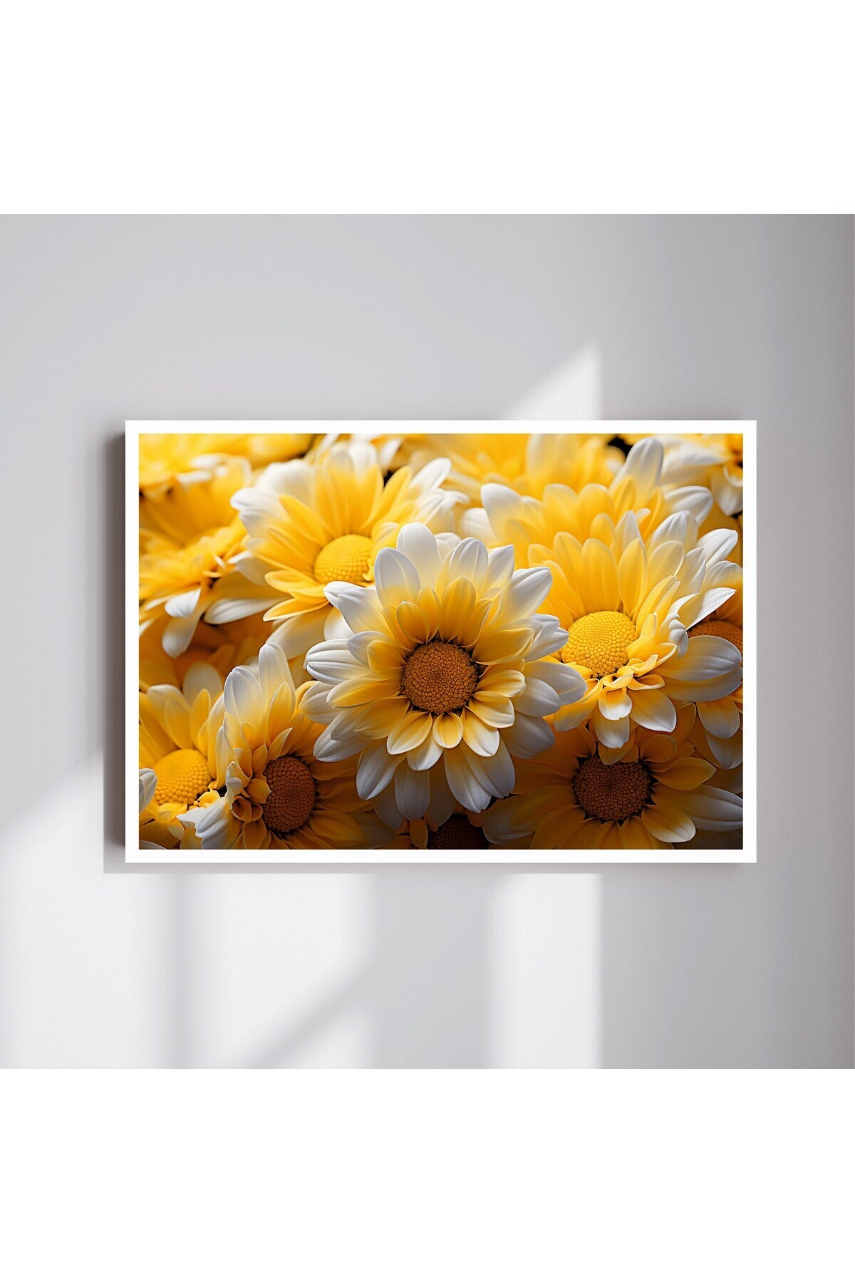 Çiçek Papatya Büyük Boy Renkli Solmaz Kaliteli Baskı Çerçeve Görünümlü MDF Tablo 70x50cm 37