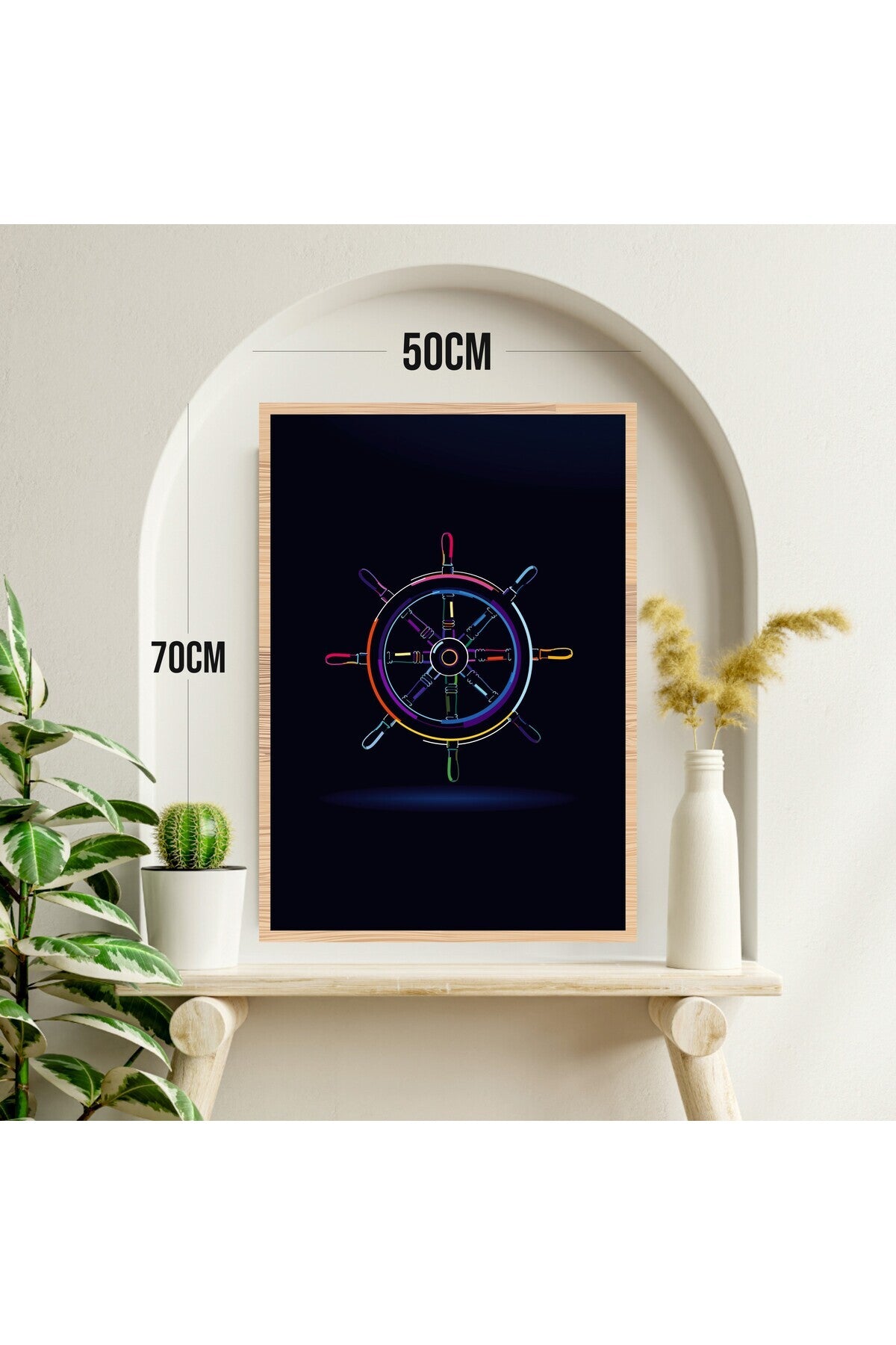 Deniz Dümen Büyük Boy Renkli Solmaz Kaliteli Baskı Çerçeve Görünümlü MDF Tablo 70x50cm 264