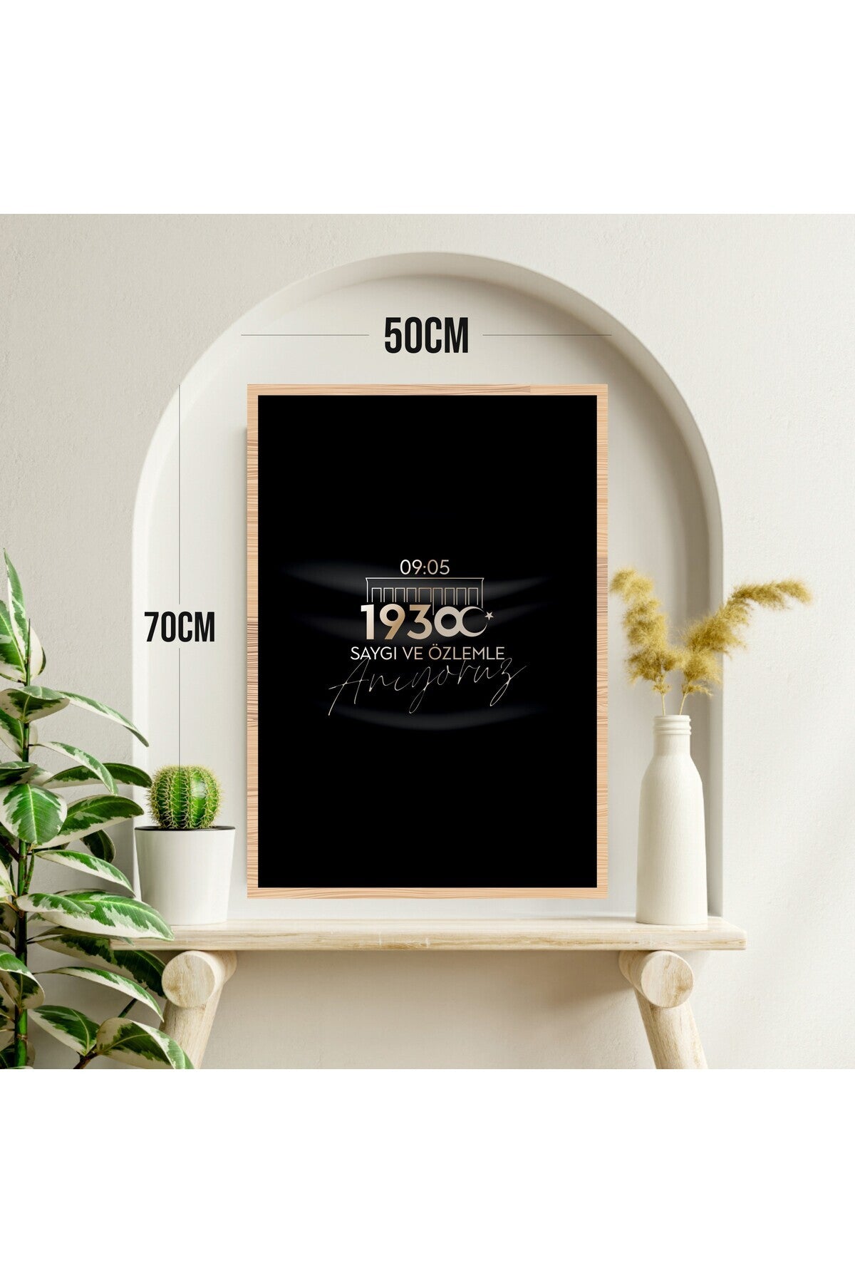 Anıtkabir Atatürk Büyük Boy Renkli Solmaz Kaliteli Baskı Çerçeve Görünümlü MDF Tablo 70x50cm 210