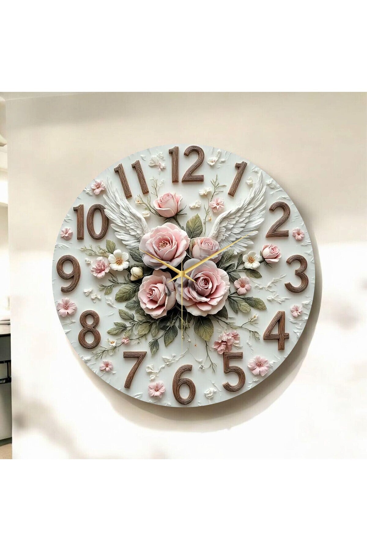 Renkli Baskı Desenli Sayılı Hediyelik Ahşap Sessiz Tablo Duvar Saati
