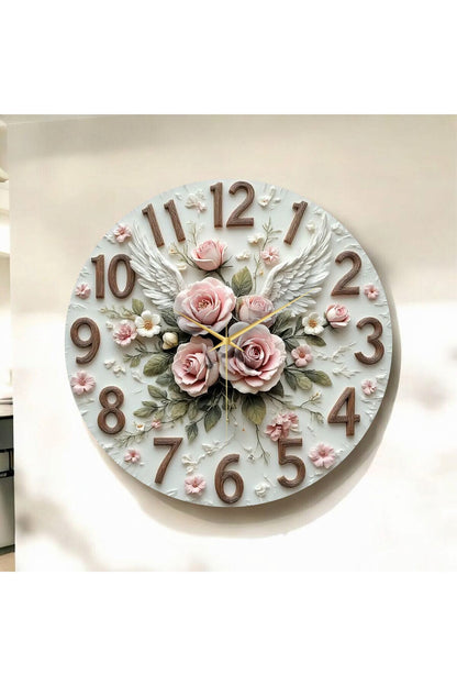 Renkli Baskı Desenli Sayılı Hediyelik Ahşap Sessiz Tablo Duvar Saati