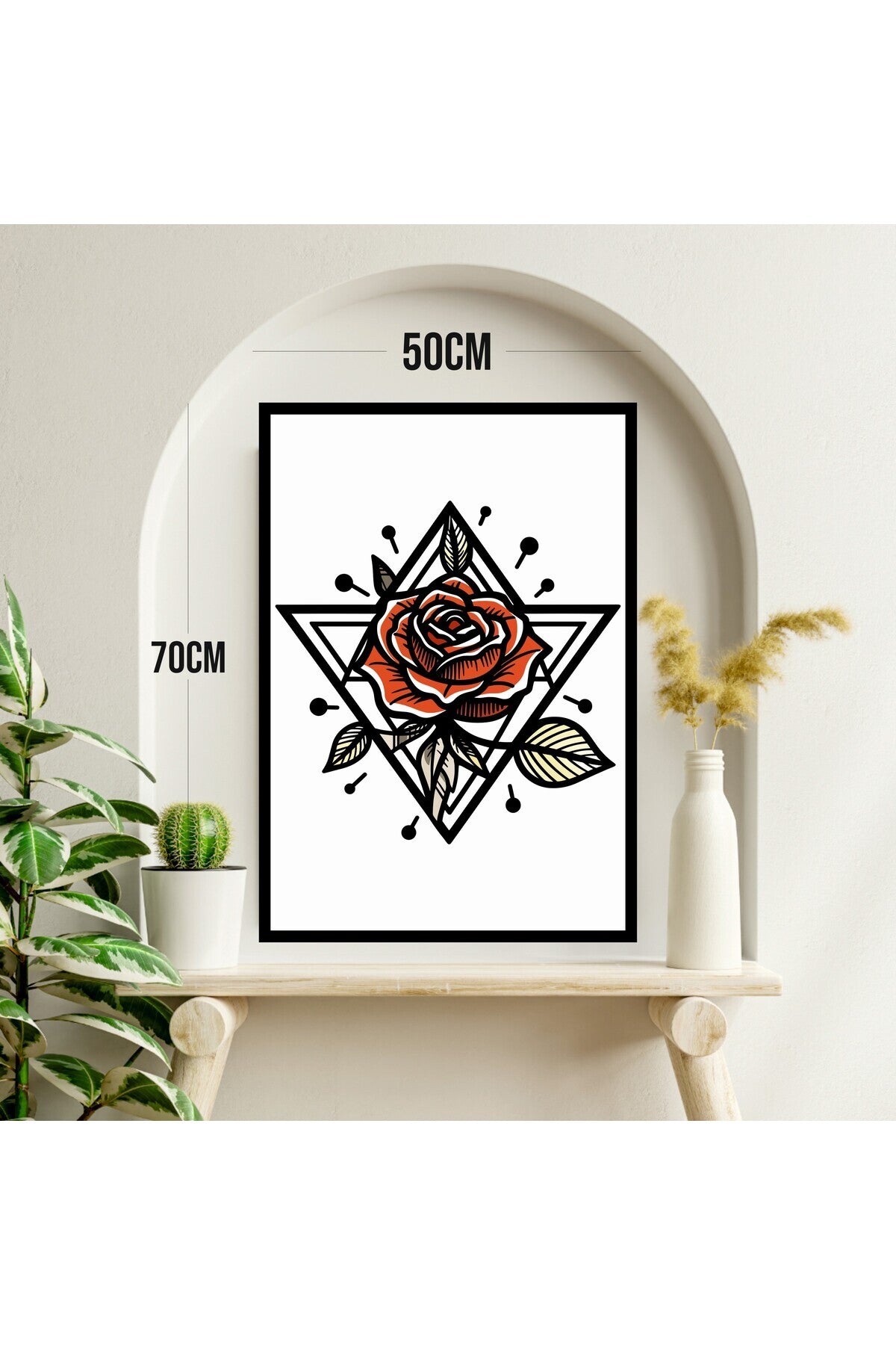 Çiçek Büyük Boy Renkli Solmaz Kaliteli Baskı Çerçeve Görünümlü MDF Tablo 70x50cm 256