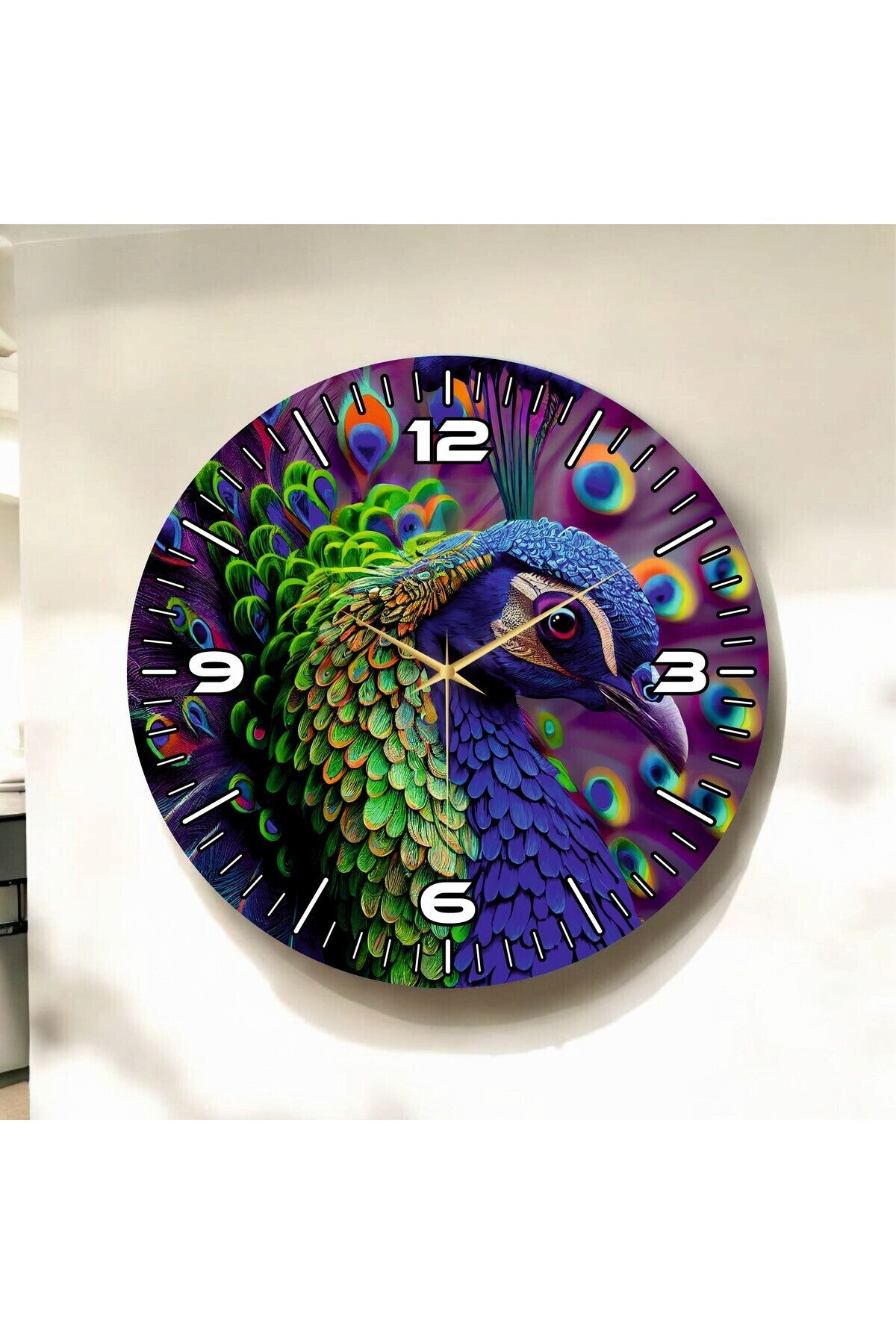 Renkli Baskı Hayvan Desenli Sayılı Hediyelik Ahşap Sessiz Tablo Duvar Saati