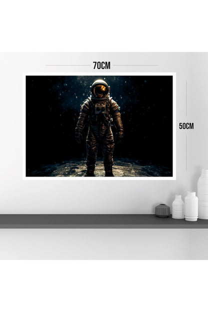 Astronot Uzay Büyük Boy Renkli Solmaz Kaliteli Baskı Çerçeve Görünümlü MDF Tablo 70x50cm 49