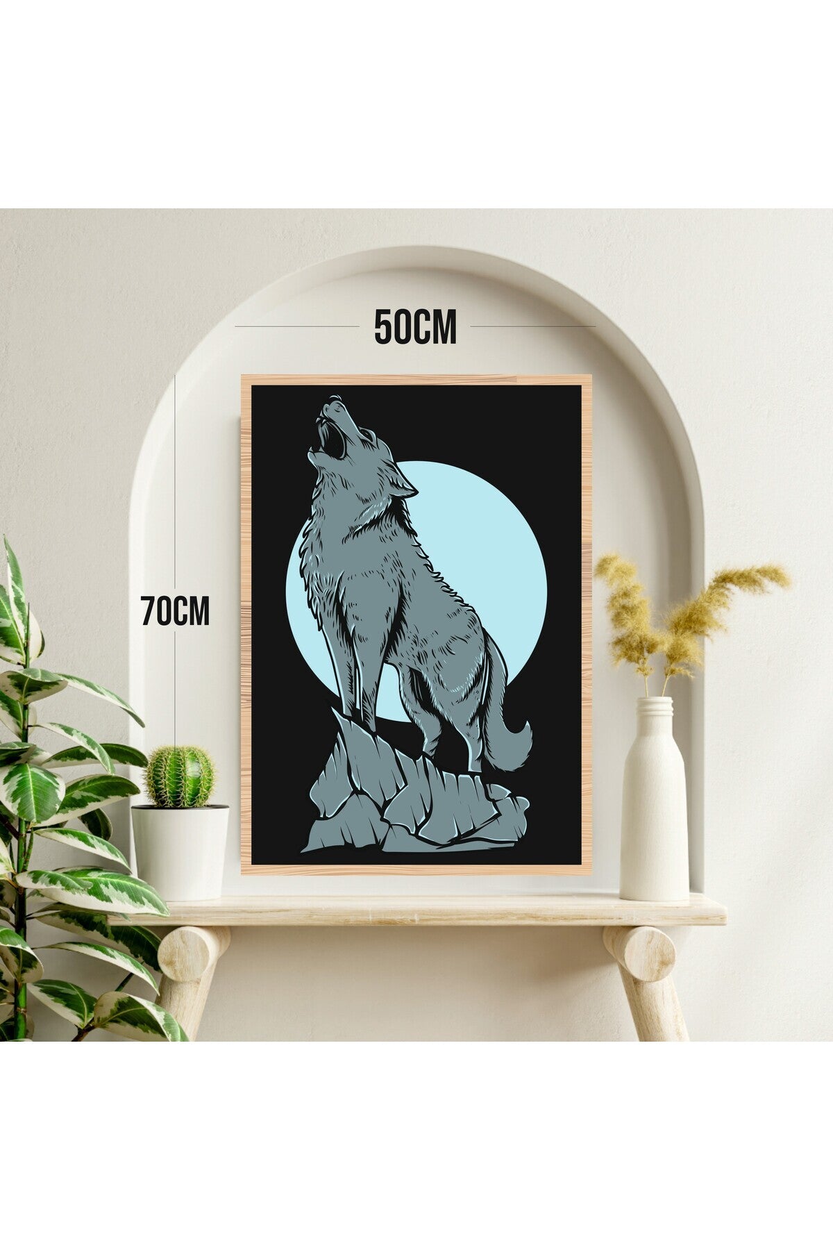 Kurt Hayvan Büyük Boy Renkli Solmaz Kaliteli Baskı Çerçeve Görünümlü MDF Tablo 70x50cm 268