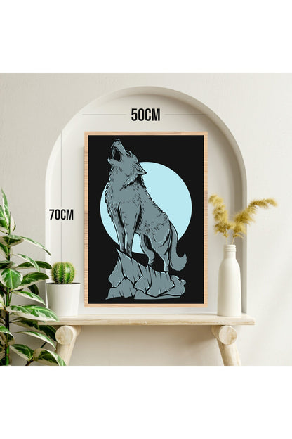 Kurt Hayvan Büyük Boy Renkli Solmaz Kaliteli Baskı Çerçeve Görünümlü MDF Tablo 70x50cm 268