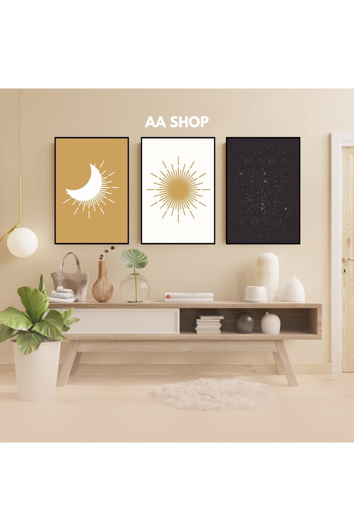 3 Parça Renkli Solmaz Kaliteli Baskı Çerçeve Görünümlü MDF Tablo Set 96