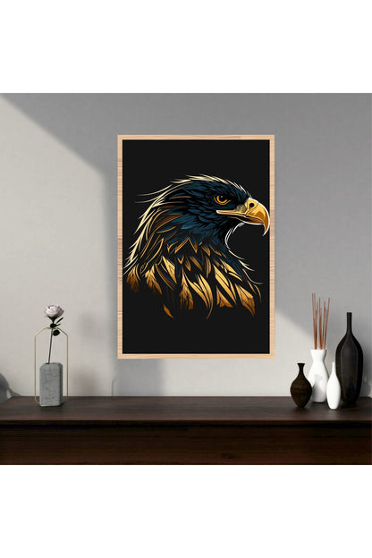 Kartal Hayvan Büyük Boy Renkli Solmaz Kaliteli Baskı Çerçeve Görünümlü MDF Tablo 70x50cm 231