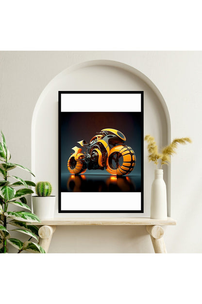 Motor Büyük Boy Renkli Solmaz Kaliteli Baskı Çerçeve Görünümlü MDF Tablo 70x50cm 130