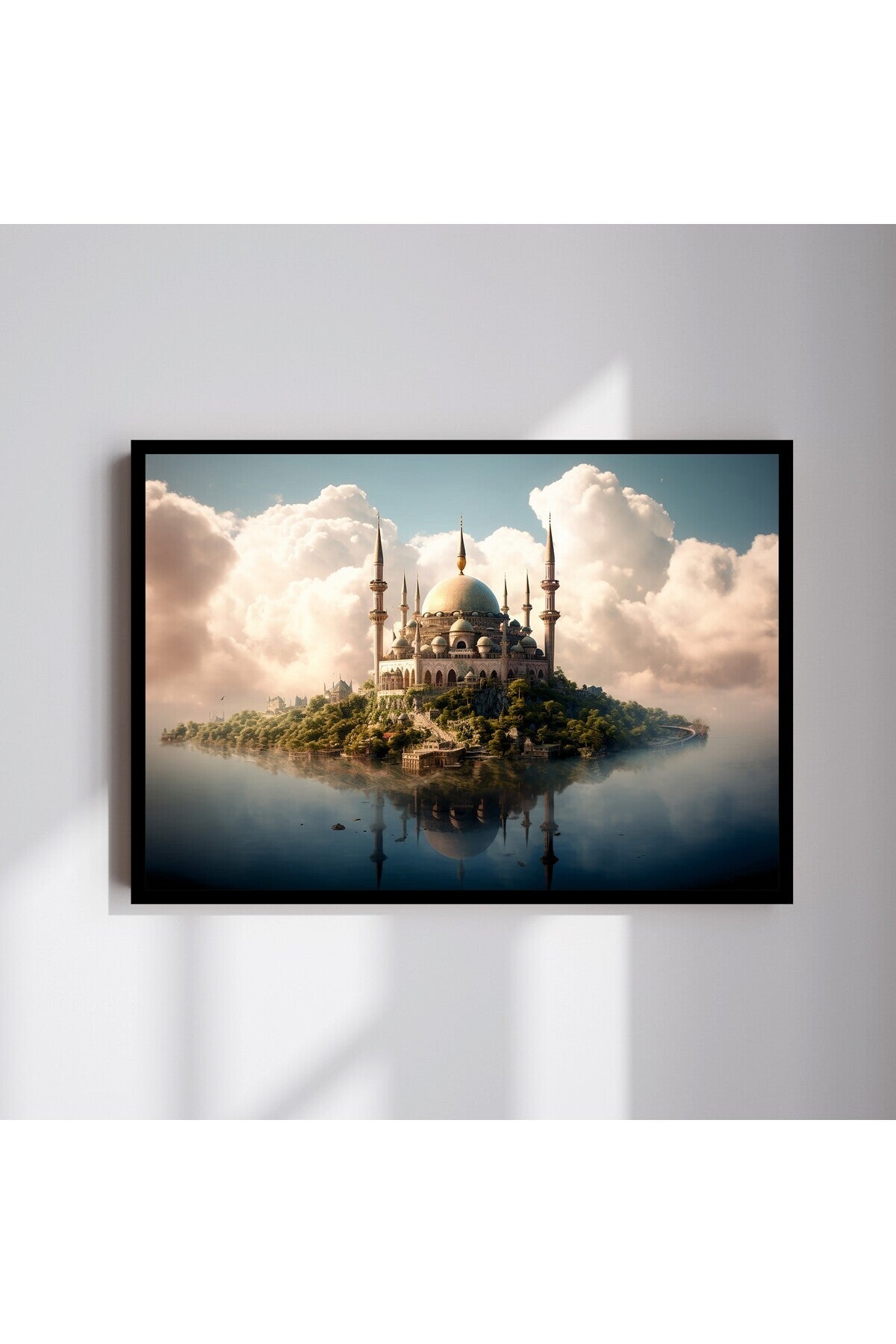 Camii Manzara Büyük Boy Renkli Solmaz Kaliteli Baskı Çerçeve Görünümlü MDF Tablo 70x50cm 174