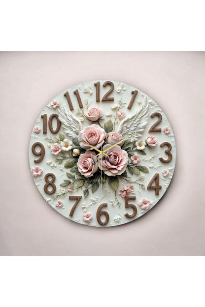 Renkli Baskı Desenli Sayılı Hediyelik Ahşap Sessiz Tablo Duvar Saati