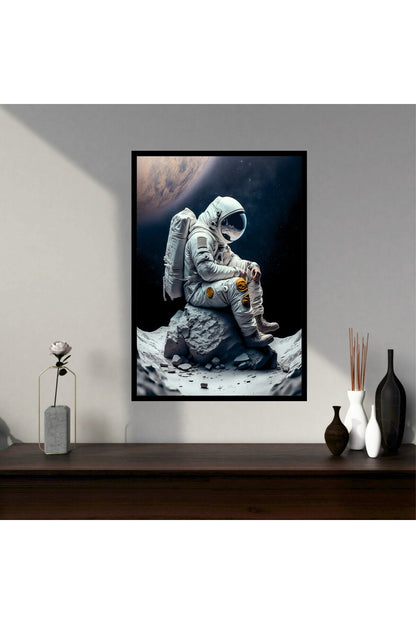 Uzay Astronot Büyük Boy Renkli Solmaz Kaliteli Baskı Çerçeve Görünümlü MDF Tablo 70x50cm 166