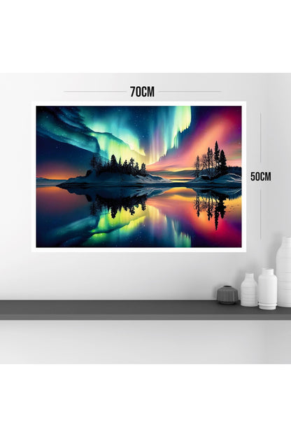 Uzay Doğa Manzara Büyük Boy Renkli Solmaz Kaliteli Baskı Çerçeve Görünümlü MDF Tablo 70x50cm 98