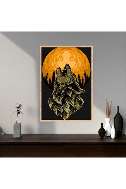 Kurt Hayvan Büyük Boy Renkli Solmaz Kaliteli Baskı Çerçeve Görünümlü MDF Tablo 70x50cm 241