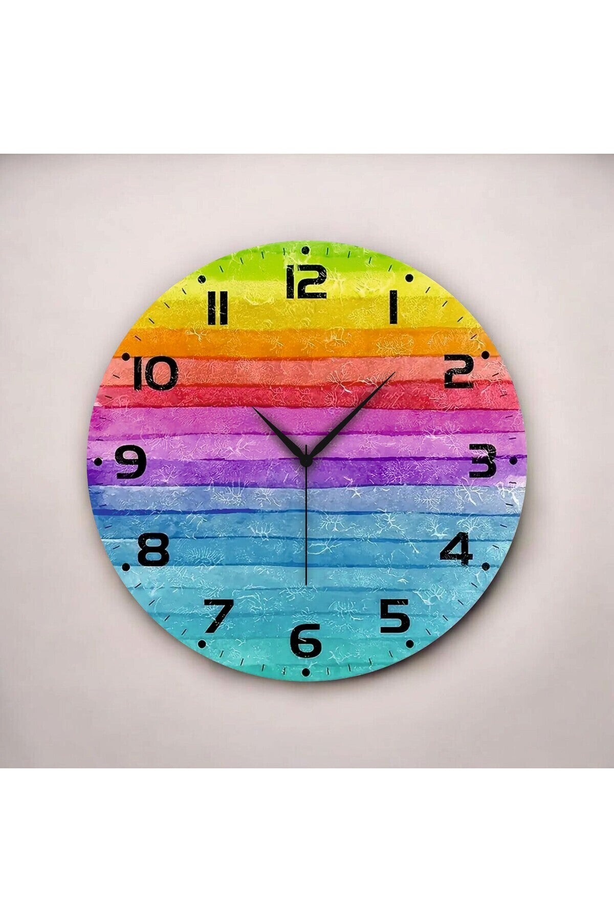 Renkli Baskı Desenli Sayılı Hediyelik Ahşap Sessiz Tablo Duvar Saati