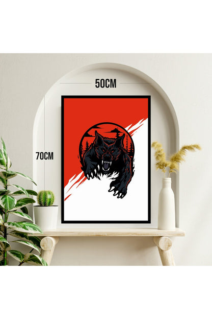 Ayı Hayvan Büyük Boy Renkli Solmaz Kaliteli Baskı Çerçeve Görünümlü MDF Tablo 70x50cm 267