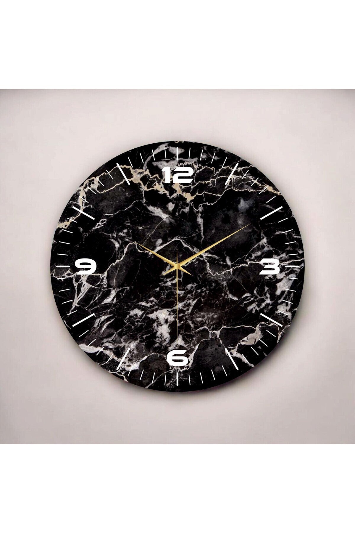 Renkli Baskı Mermer Desenli Sayılı Hediyelik Ahşap Sessiz Tablo Duvar Saati