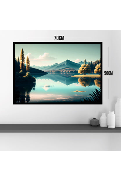 Doğa Manzara Büyük Boy Renkli Solmaz Kaliteli Baskı Çerçeve Görünümlü MDF Tablo 70x50cm 125