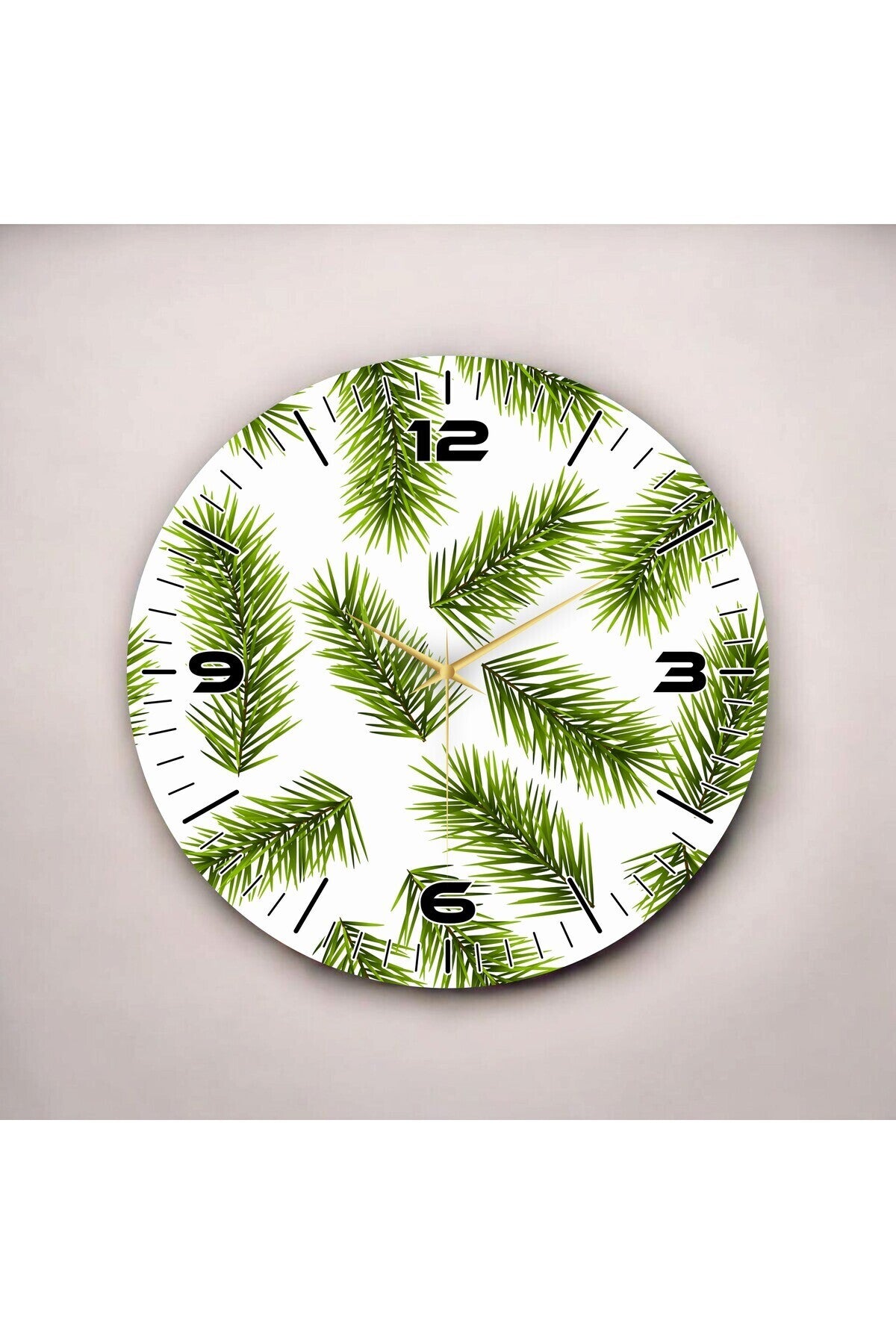 Renkli Baskı Yaprak Desenli Sayılı Hediyelik Ahşap Sessiz Tablo Duvar Saati