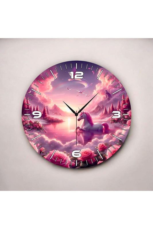 Renkli Baskı Desenli Sayılı Hediyelik Ahşap Sessiz Tablo Duvar Saati