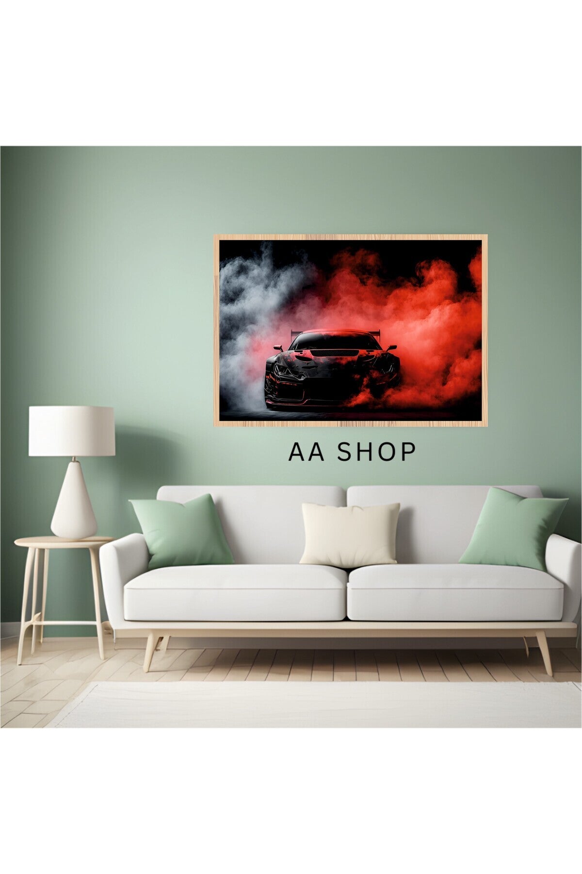 Araba Büyük Boy Renkli Solmaz Kaliteli Baskı Çerçeve Görünümlü MDF Tablo 70x50cm 150