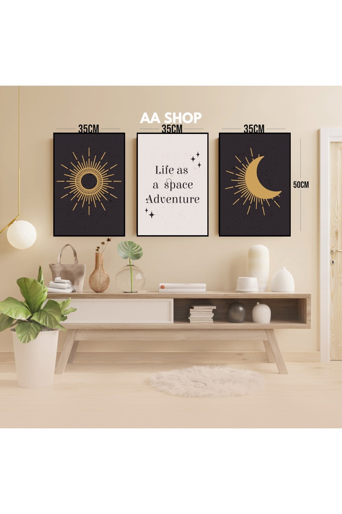 3 Parça Motto Renkli Solmaz Kaliteli Baskı Çerçeve Görünümlü MDF Tablo Set 97