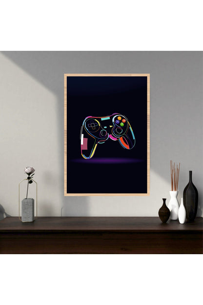Gamer Kol Büyük Boy Renkli Solmaz Kaliteli Baskı Çerçeve Görünümlü MDF Tablo 70x50cm 265
