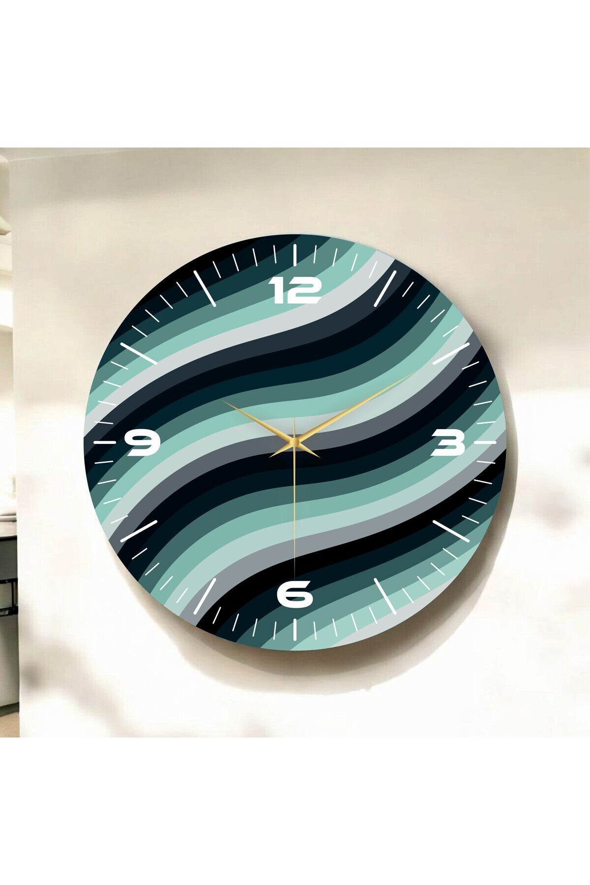 Renkli Baskı Desenli Sayılı Hediyelik Ahşap Sessiz Tablo Duvar Saati